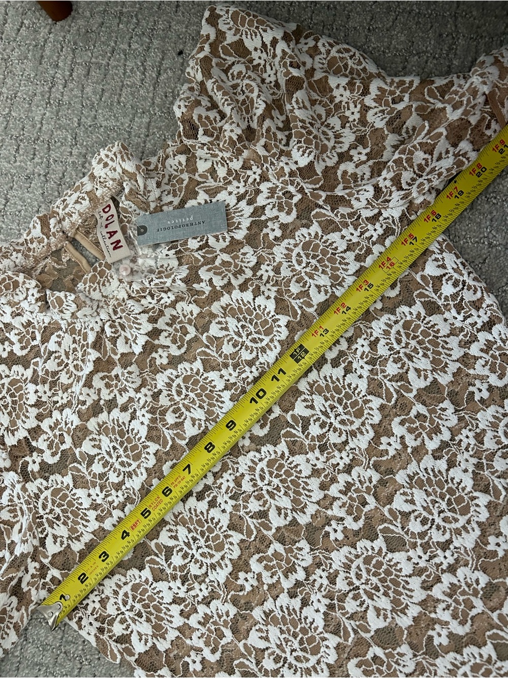 NWT Anthropologie Dolan Lace Puff Sleeve White Beige Blouse M - Picture 11 of 11